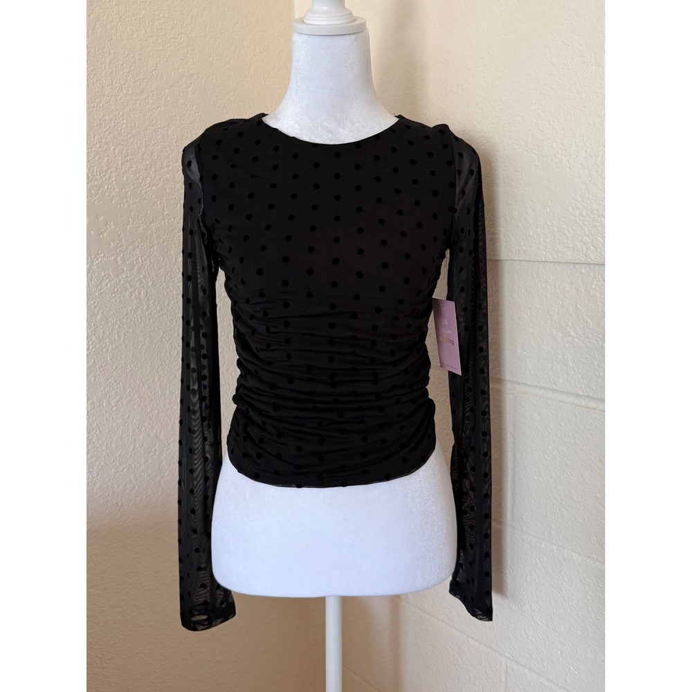Frankee & Skylarr Black Mesh Top Size S Women's Long Sleeve‎ Whimsigoth
